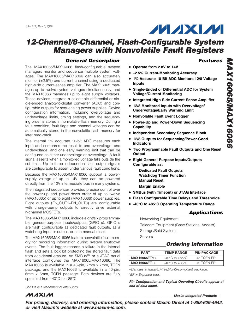 Rainbow Electronics MAX16066 User Manual | 61 pages