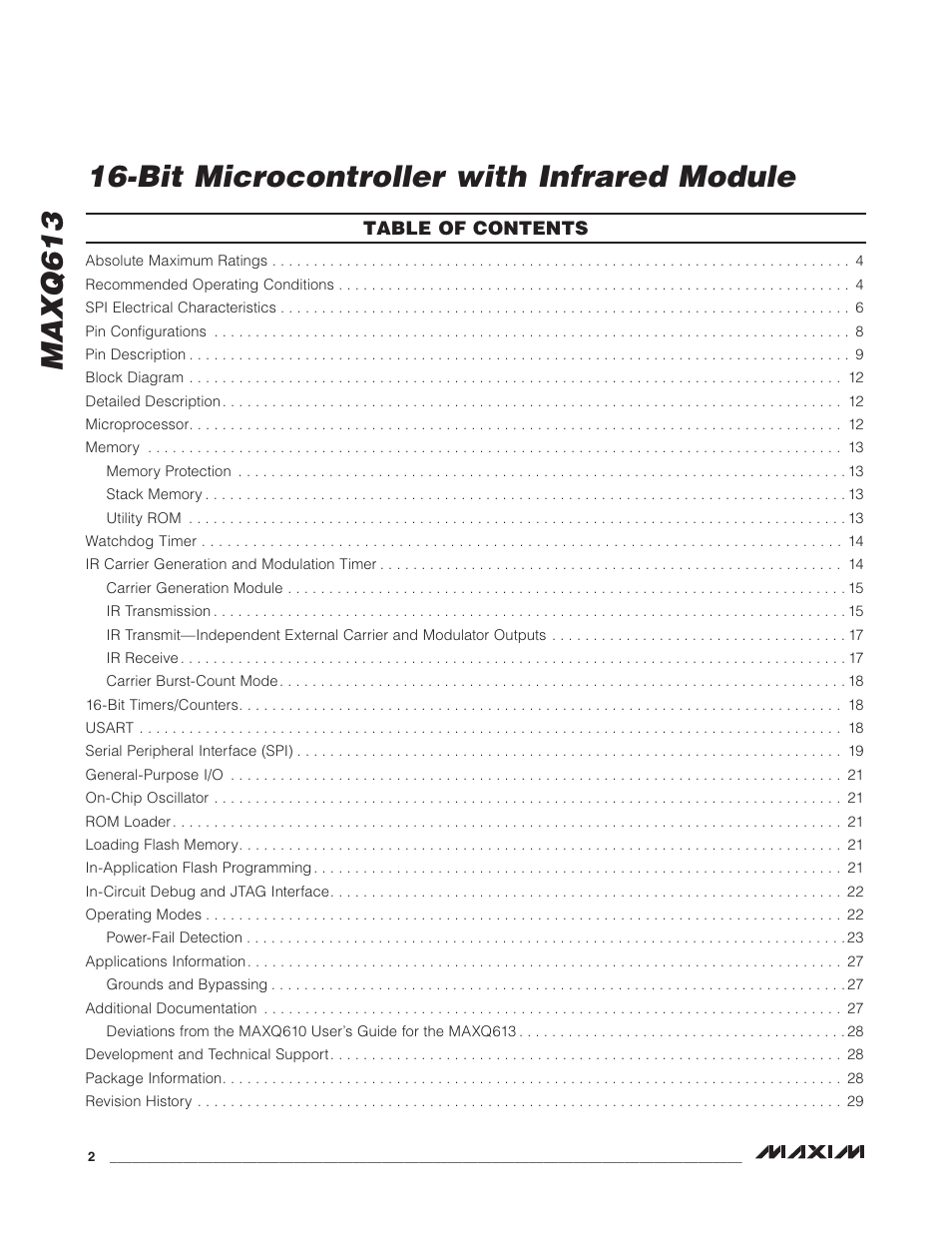 Rainbow Electronics MAXQ613 User Manual | Page 2 / 29