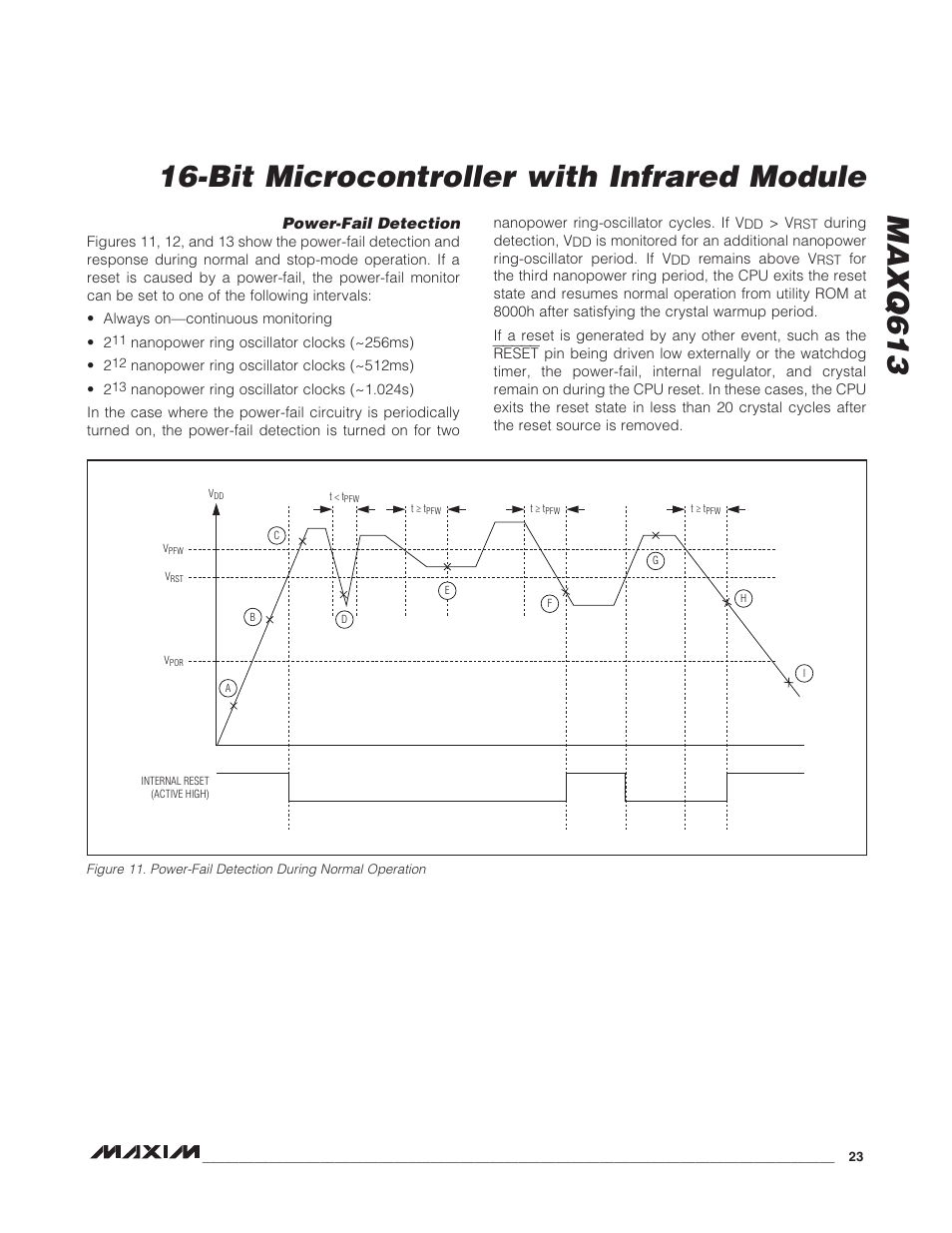 Power-fail detection, Bit microcontroller with infrared module maxq613 | Rainbow Electronics MAXQ613 User Manual | Page 23 / 29