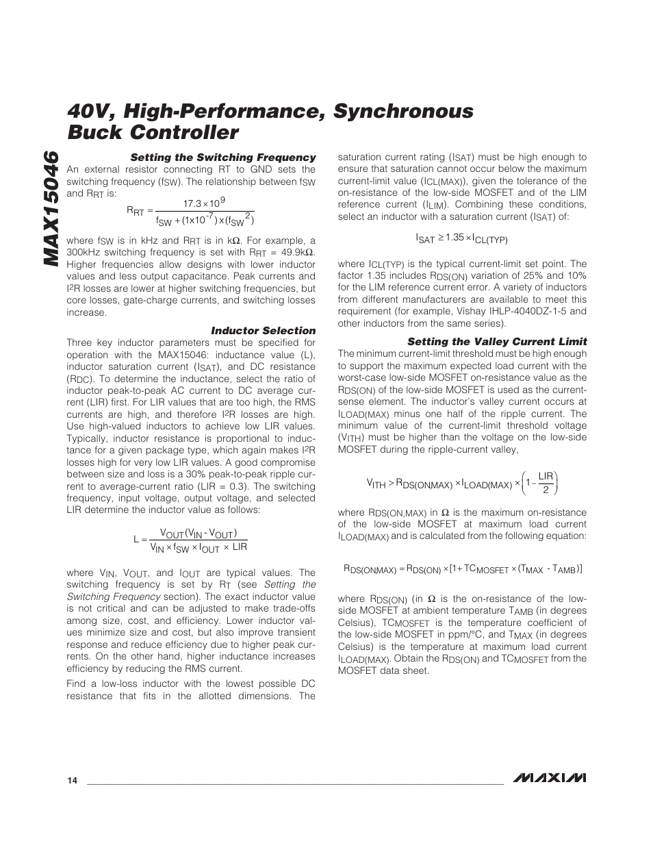 Rainbow Electronics MAX15046B User Manual | Page 14 / 23