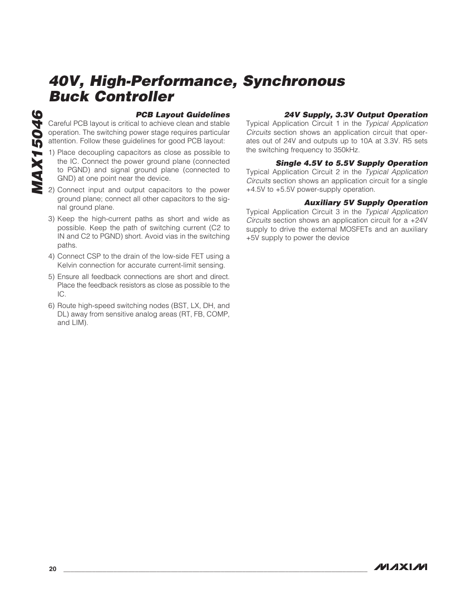 Rainbow Electronics MAX15046B User Manual | Page 20 / 23