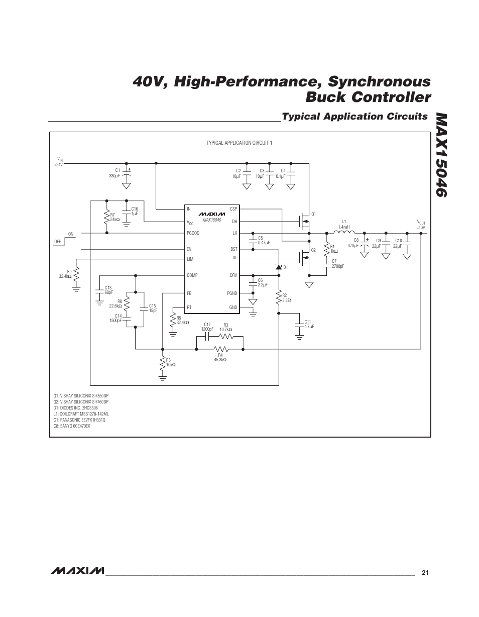 Typical application circuits | Rainbow Electronics MAX15046B User Manual | Page 21 / 23