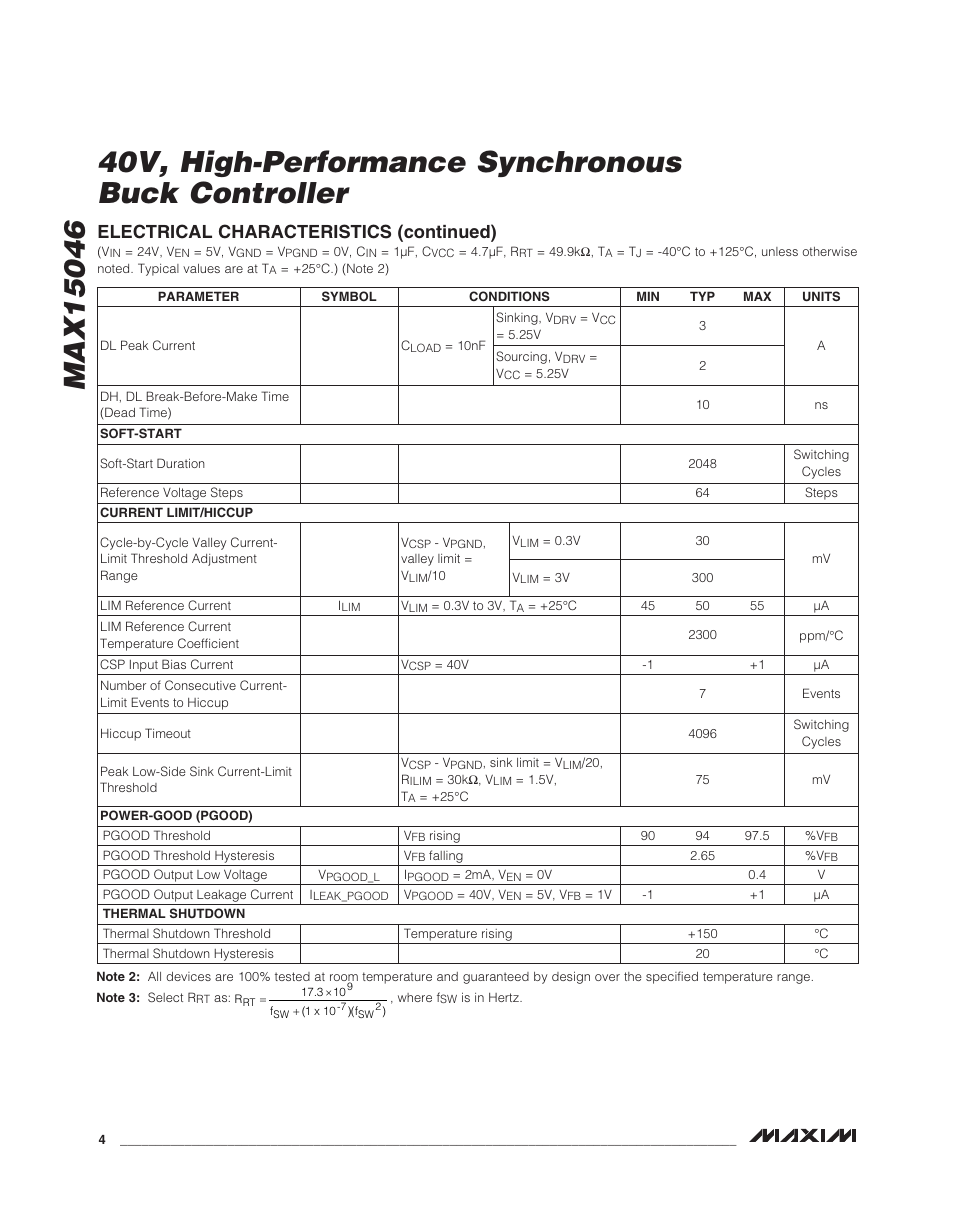 Electrical characteristics (continued) | Rainbow Electronics MAX15046B User Manual | Page 4 / 23