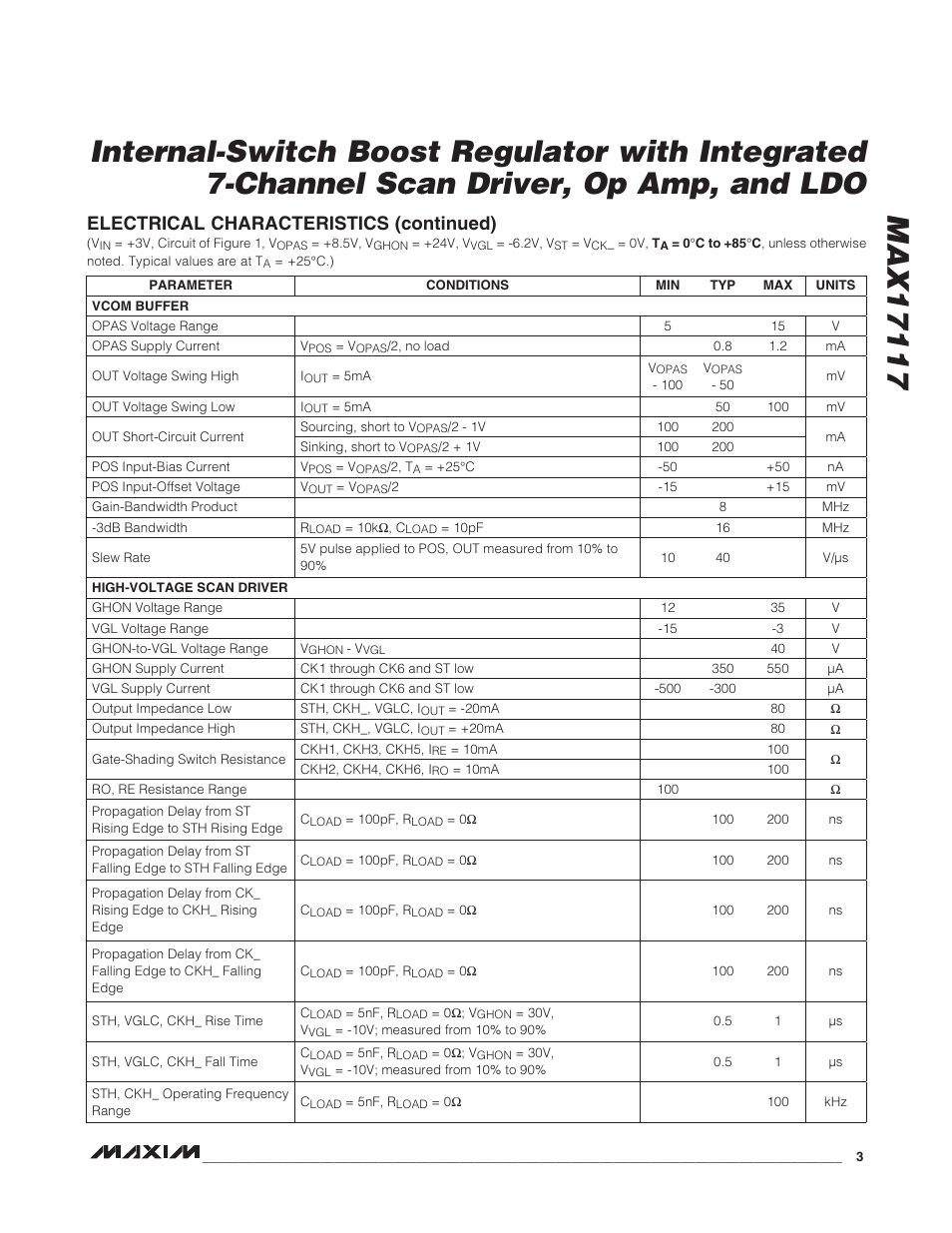 Electrical characteristics (continued) | Rainbow Electronics MAX17117 User Manual | Page 3 / 22