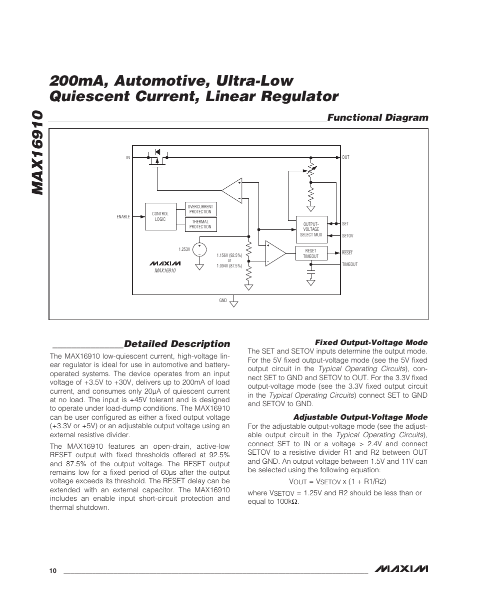 Rainbow Electronics MAX16910 User Manual | Page 10 / 13