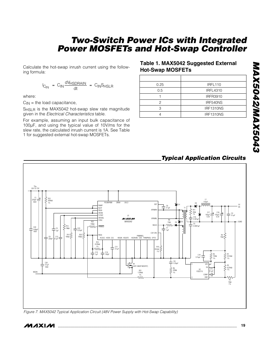 Typical application circuits, The load capacitance, s | Rainbow Electronics MAX5043 User Manual | Page 19 / 22