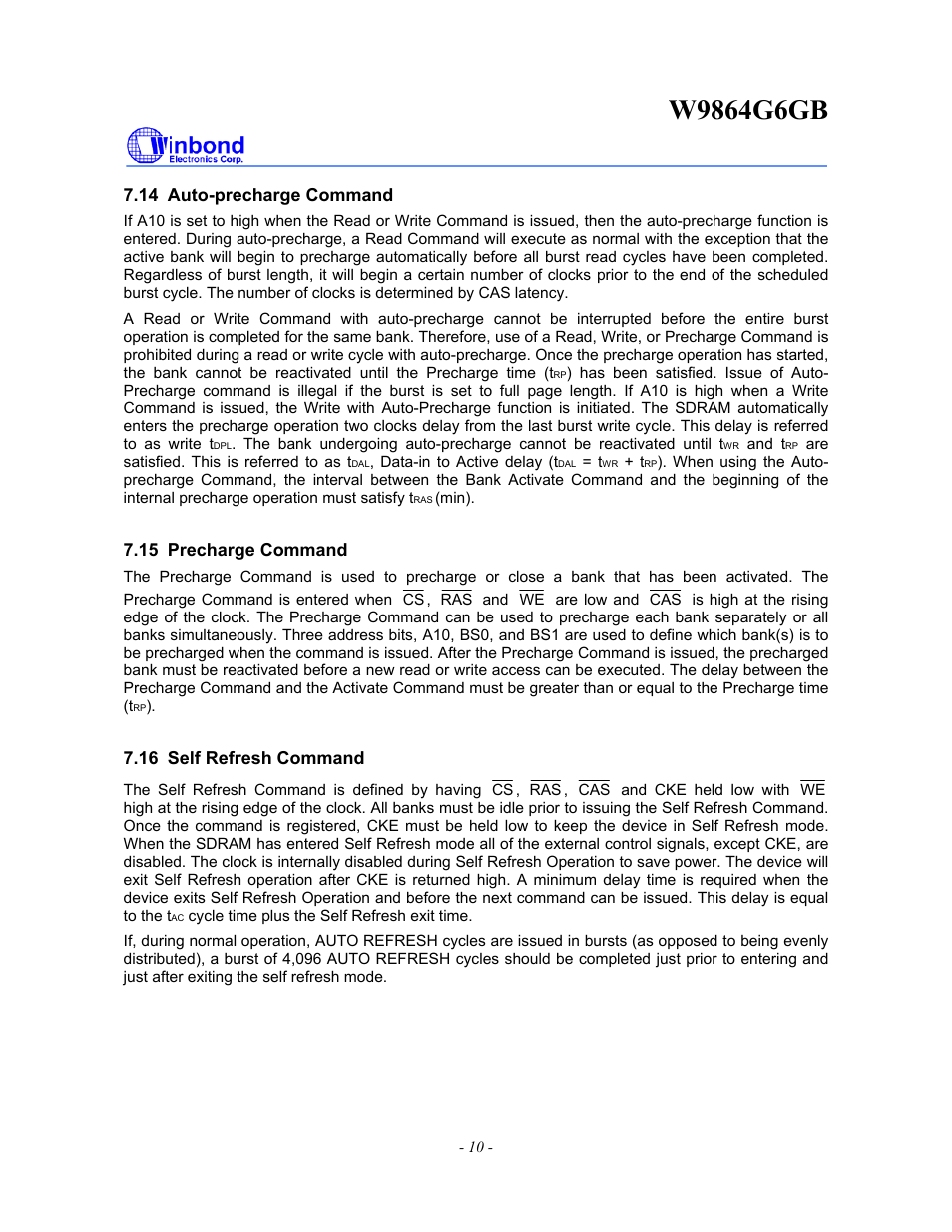 Rainbow Electronics W9864G6GB User Manual | Page 10 / 47