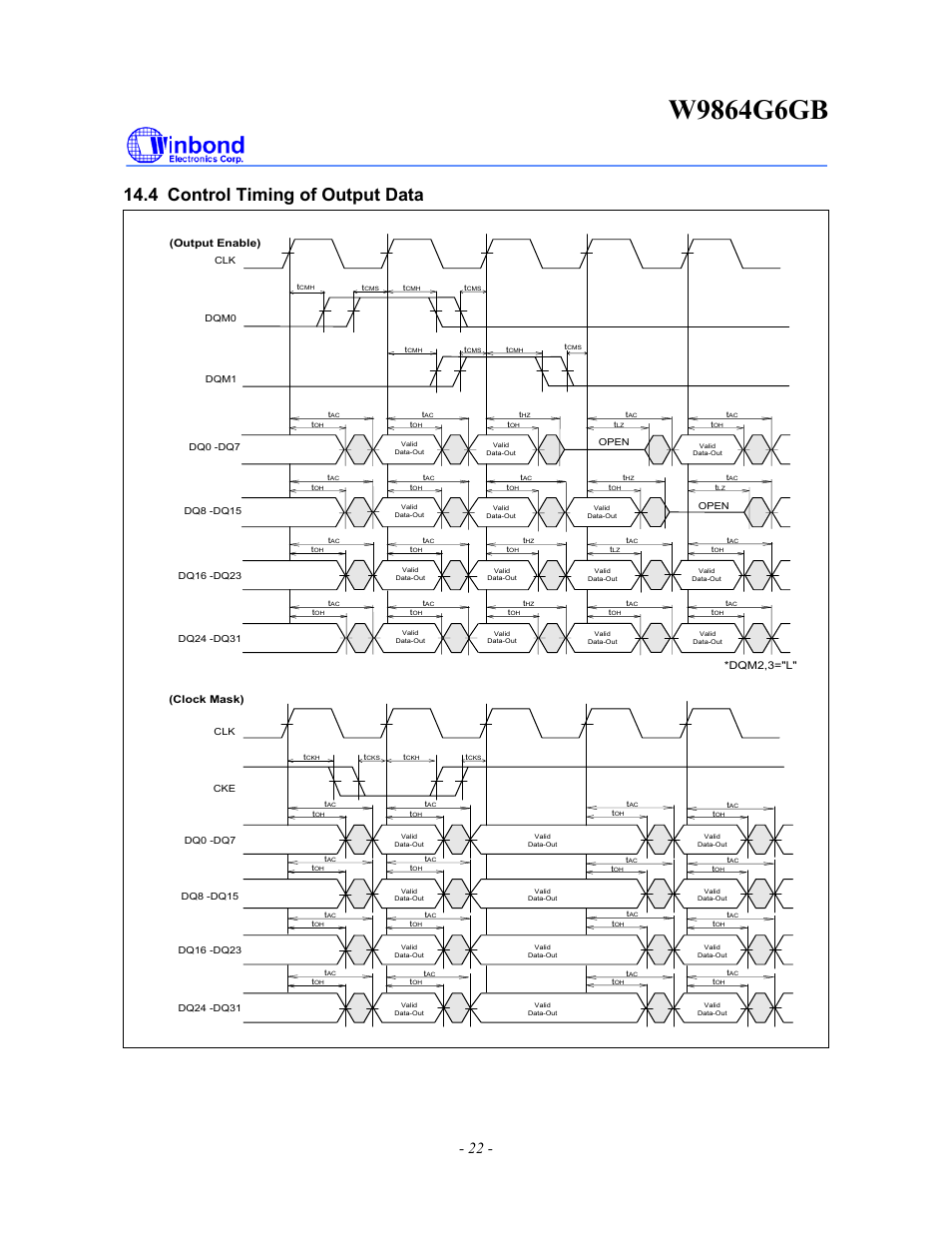 4 control timing of output data | Rainbow Electronics W9864G6GB User Manual | Page 22 / 47