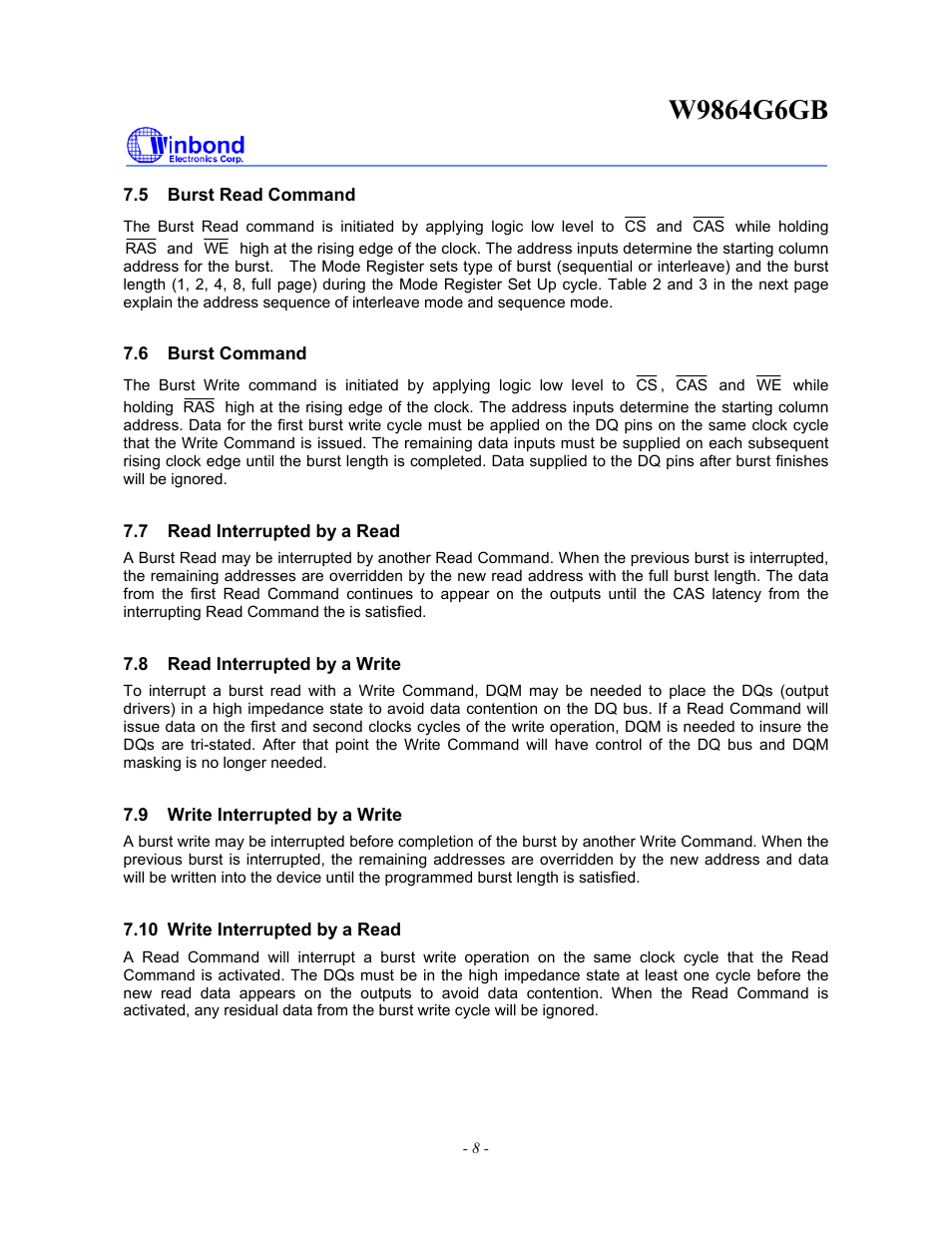 Rainbow Electronics W9864G6GB User Manual | Page 8 / 47