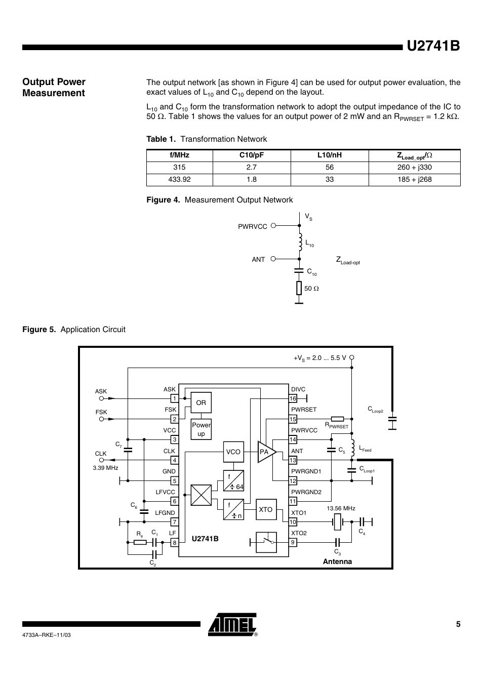 U2741b, Output power measurement | Rainbow Electronics U2741B User Manual | Page 5 / 9