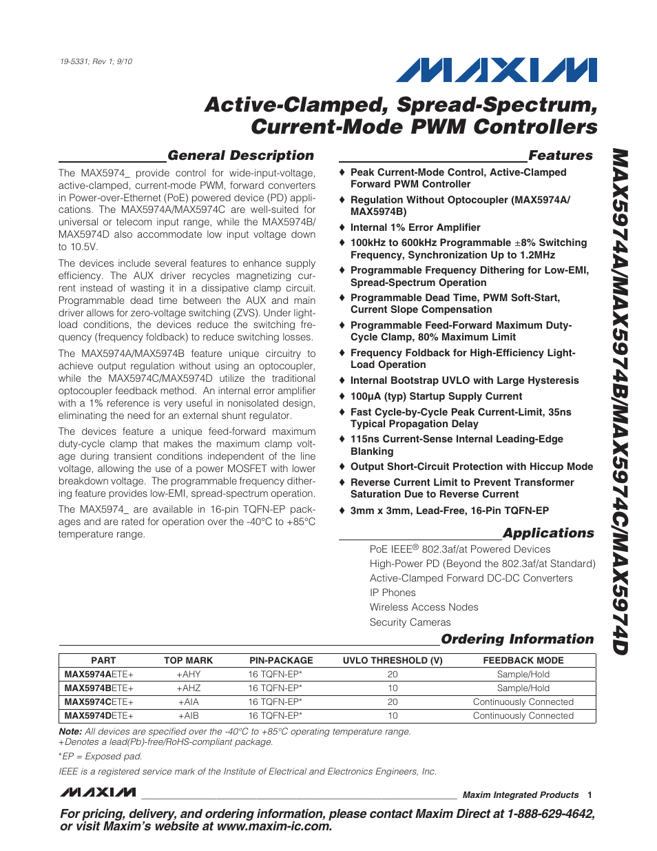 Rainbow Electronics MAX5974D User Manual | 26 pages