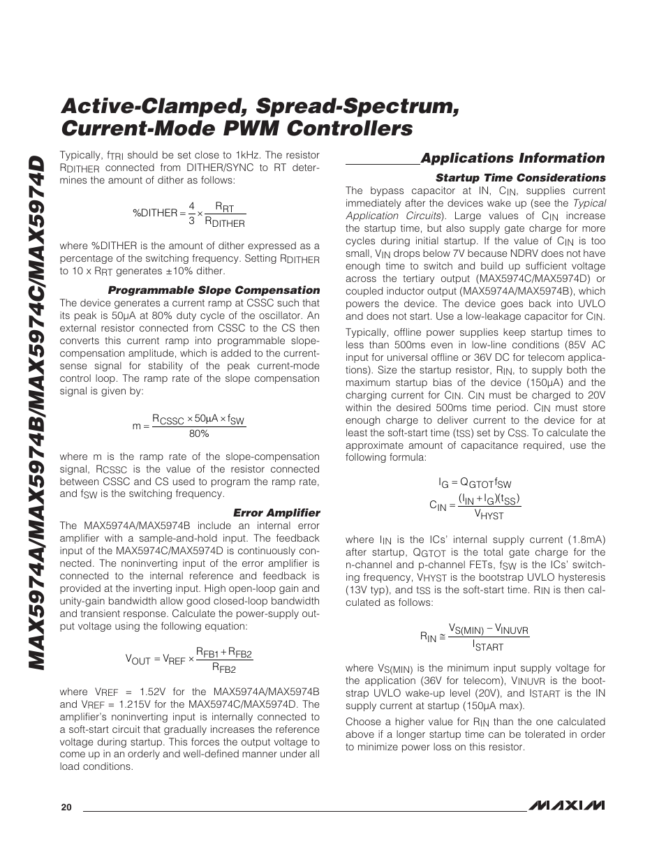 Applications information | Rainbow Electronics MAX5974D User Manual | Page 20 / 26