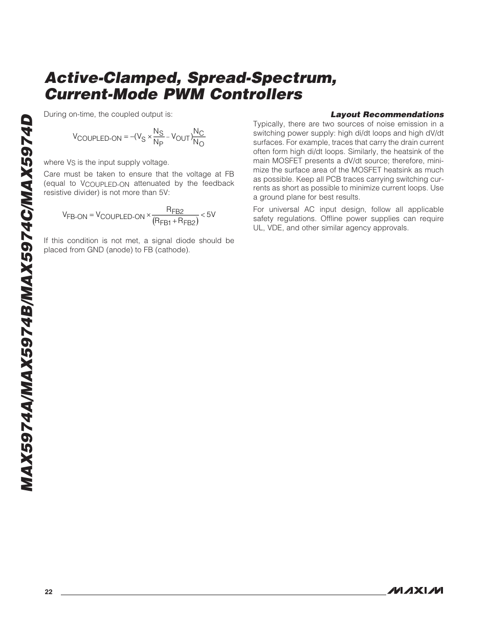 Rainbow Electronics MAX5974D User Manual | Page 22 / 26