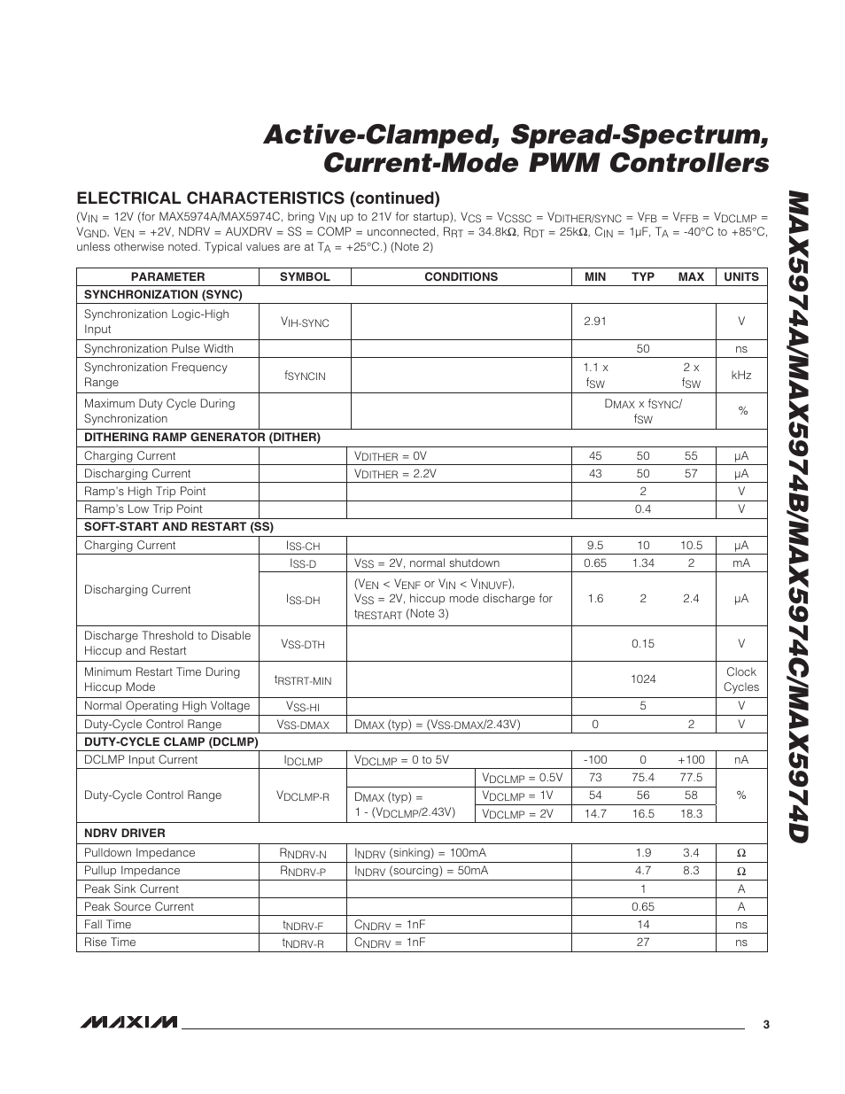 Electrical characteristics (continued) | Rainbow Electronics MAX5974D User Manual | Page 3 / 26