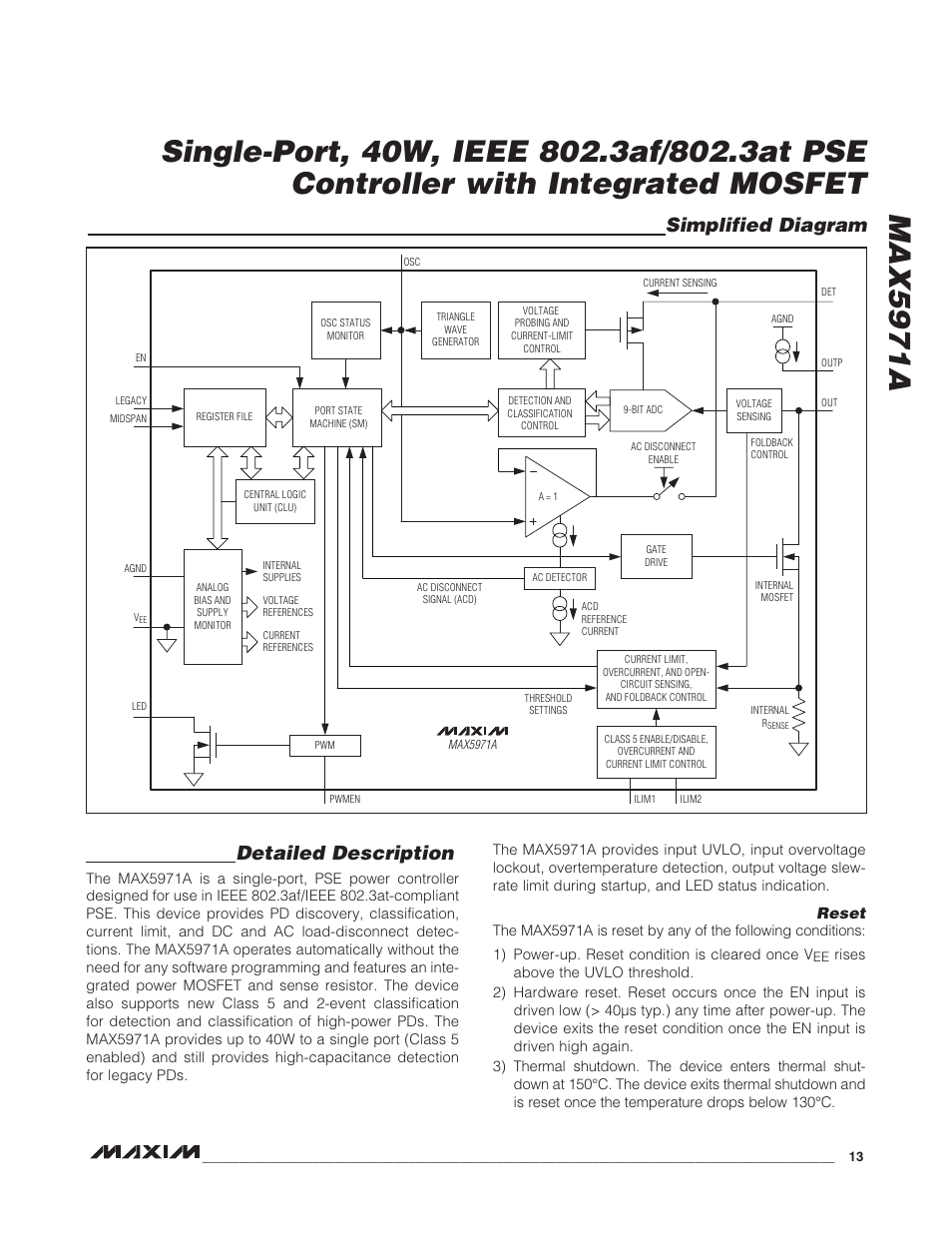 Simplified diagram detailed description, Reset | Rainbow Electronics MAX5971А User Manual | Page 13 / 21