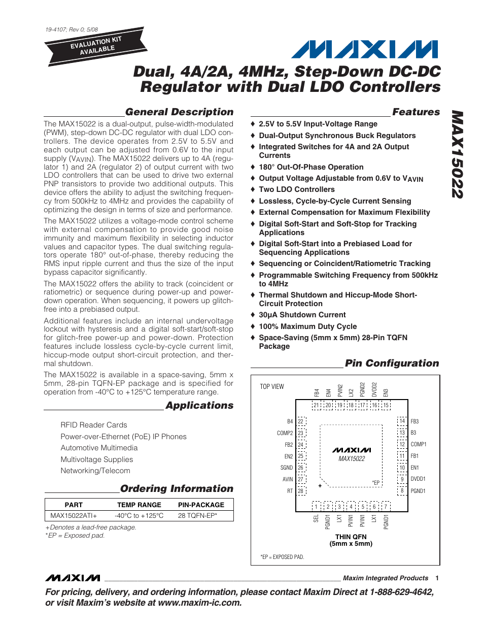 Rainbow Electronics MAX15022 User Manual | 27 pages