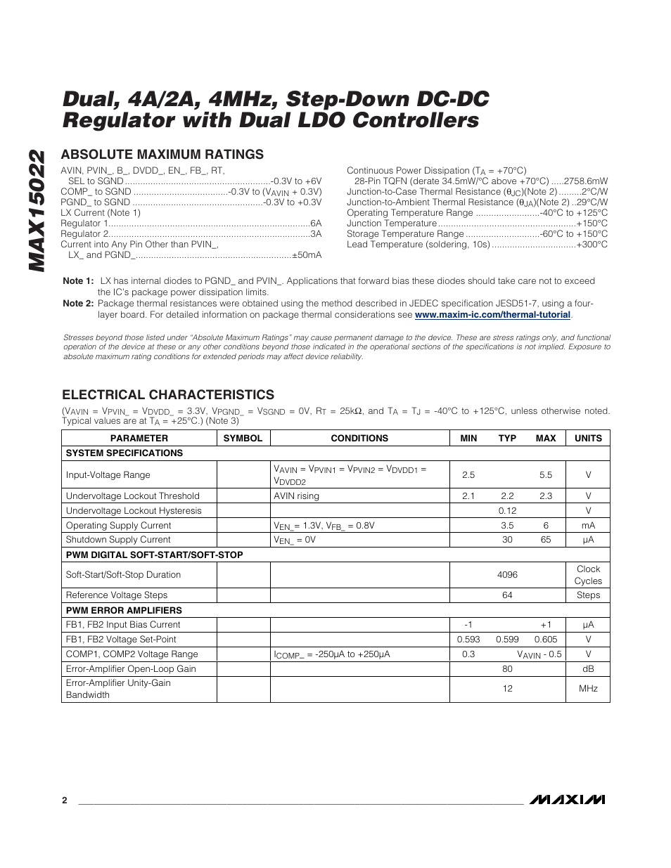 Rainbow Electronics MAX15022 User Manual | Page 2 / 27