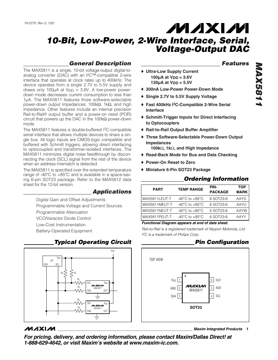 Rainbow Electronics MAX5811 User Manual | 13 pages