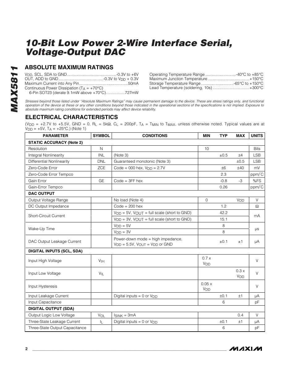 Rainbow Electronics MAX5811 User Manual | Page 2 / 13