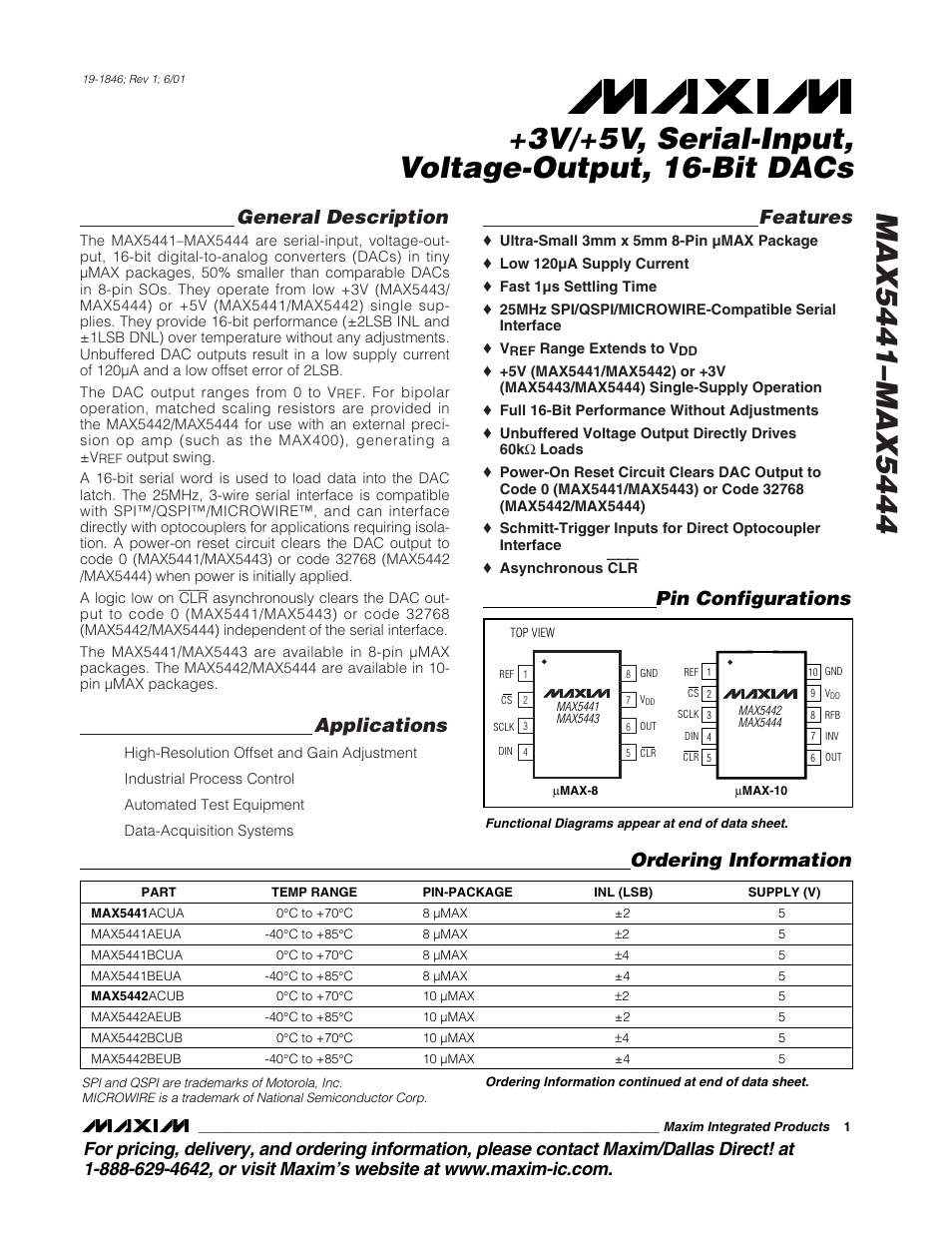 Rainbow Electronics MAX5444 User Manual | 12 pages