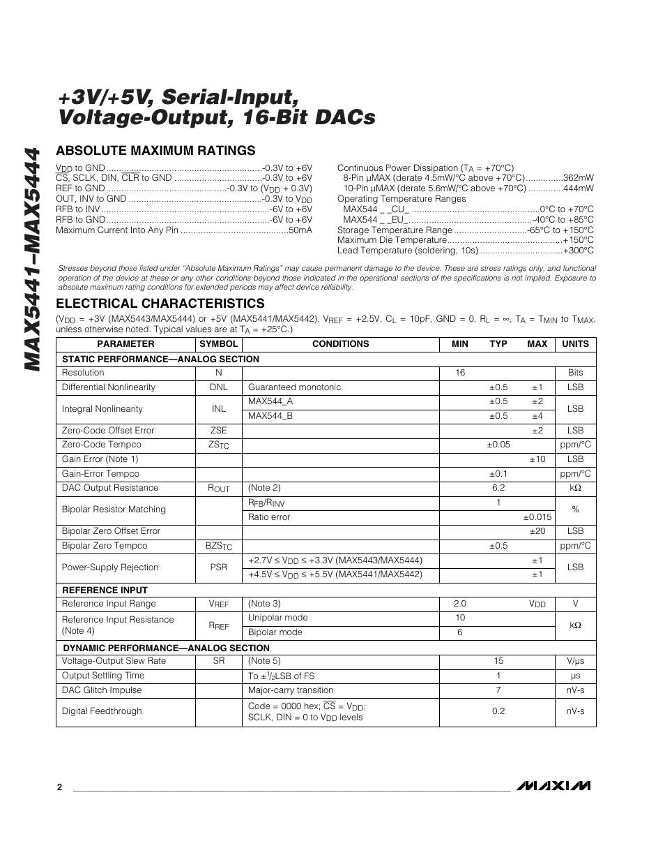 Rainbow Electronics MAX5444 User Manual | Page 2 / 12