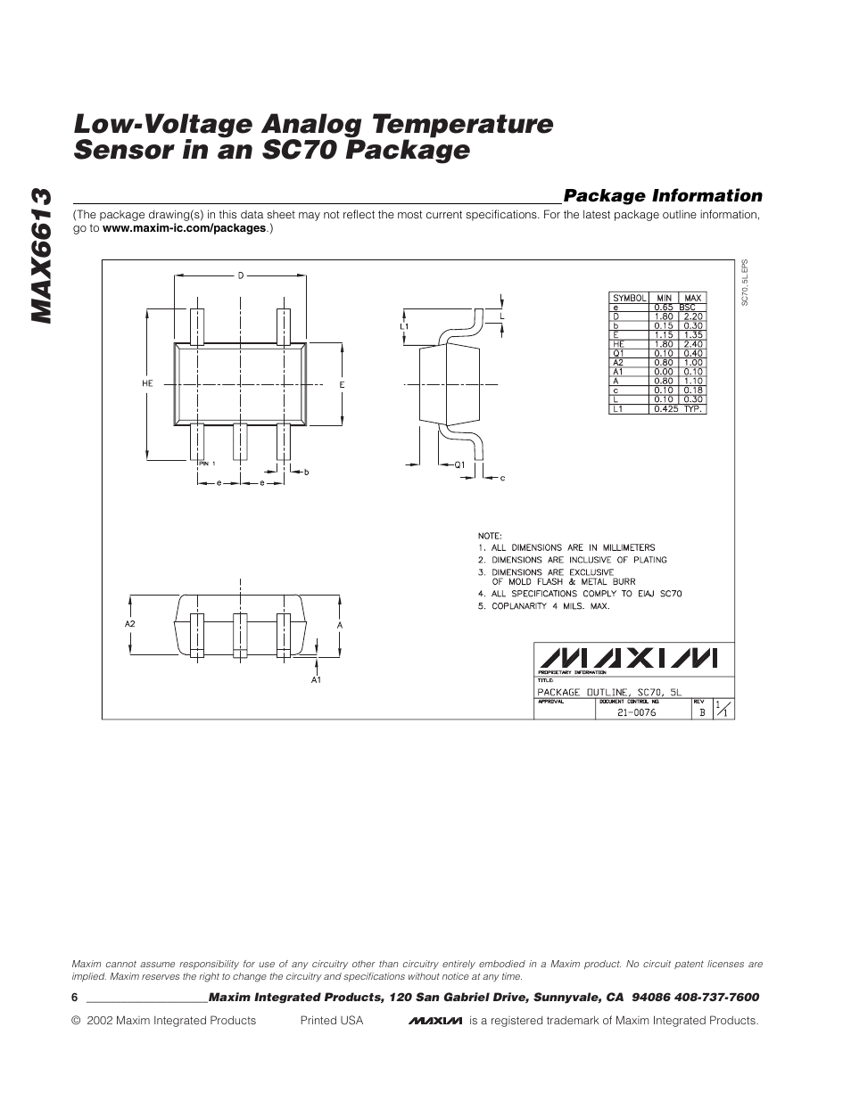 Rainbow Electronics MAX6613 User Manual | Page 6 / 6