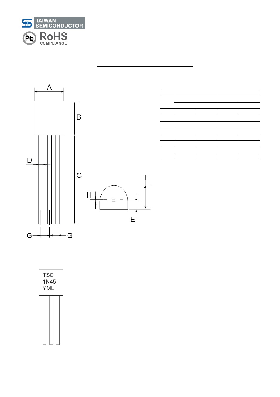 Tsm1n45, 450v n-channel power mosfet, To-92 mechanical drawing | Marking diagram | Rainbow Electronics TSM1N45 User Manual | Page 7 / 9