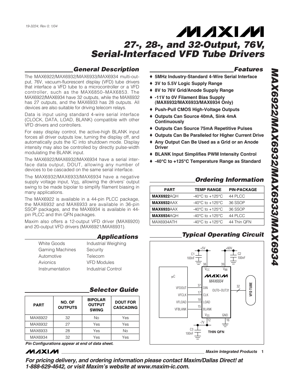 Rainbow Electronics MAX6934 User Manual | 16 pages