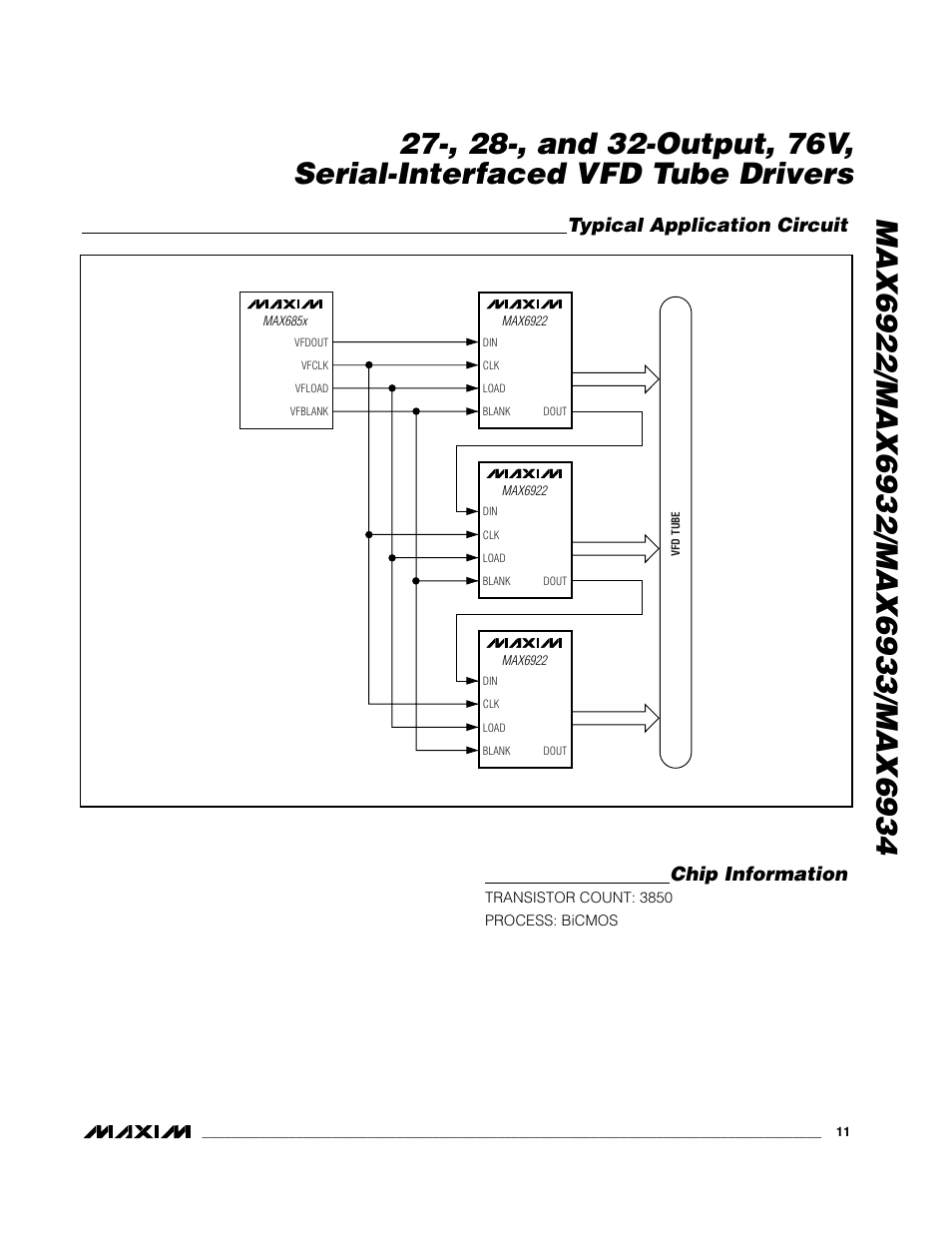 Typical application circuit chip information | Rainbow Electronics MAX6934 User Manual | Page 11 / 16