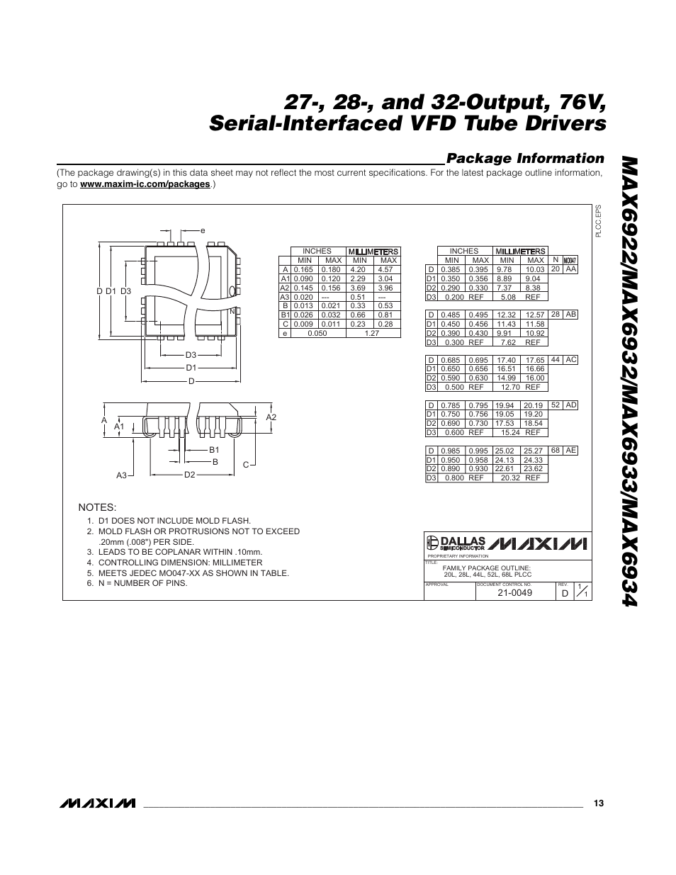 Package information | Rainbow Electronics MAX6934 User Manual | Page 13 / 16