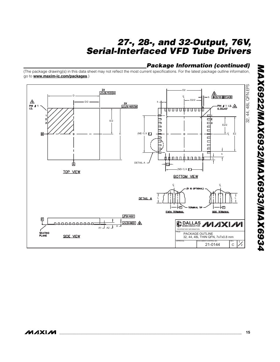 Package information (continued), Dallas | Rainbow Electronics MAX6934 User Manual | Page 15 / 16