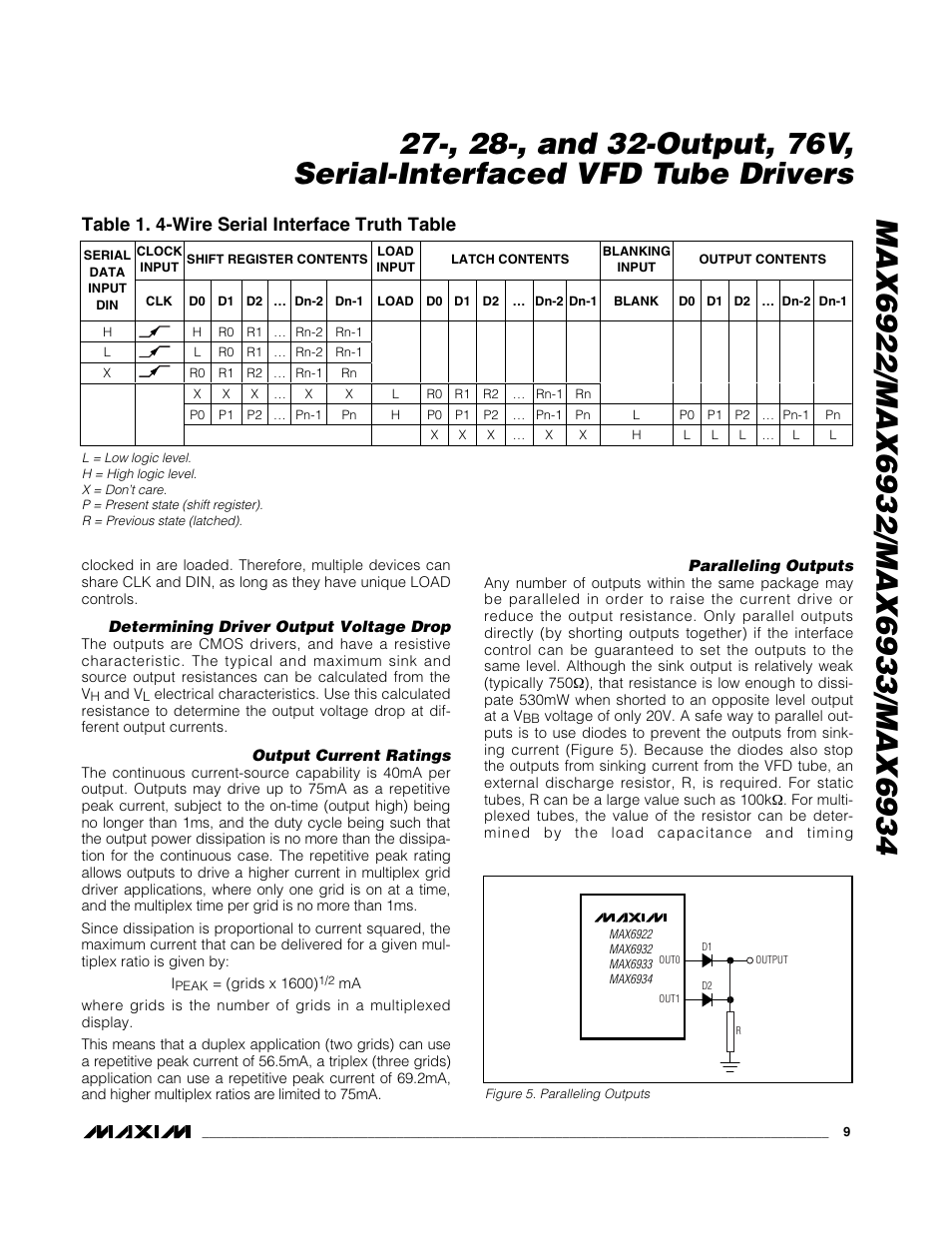 Table 1. 4-wire serial interface truth table | Rainbow Electronics MAX6934 User Manual | Page 9 / 16