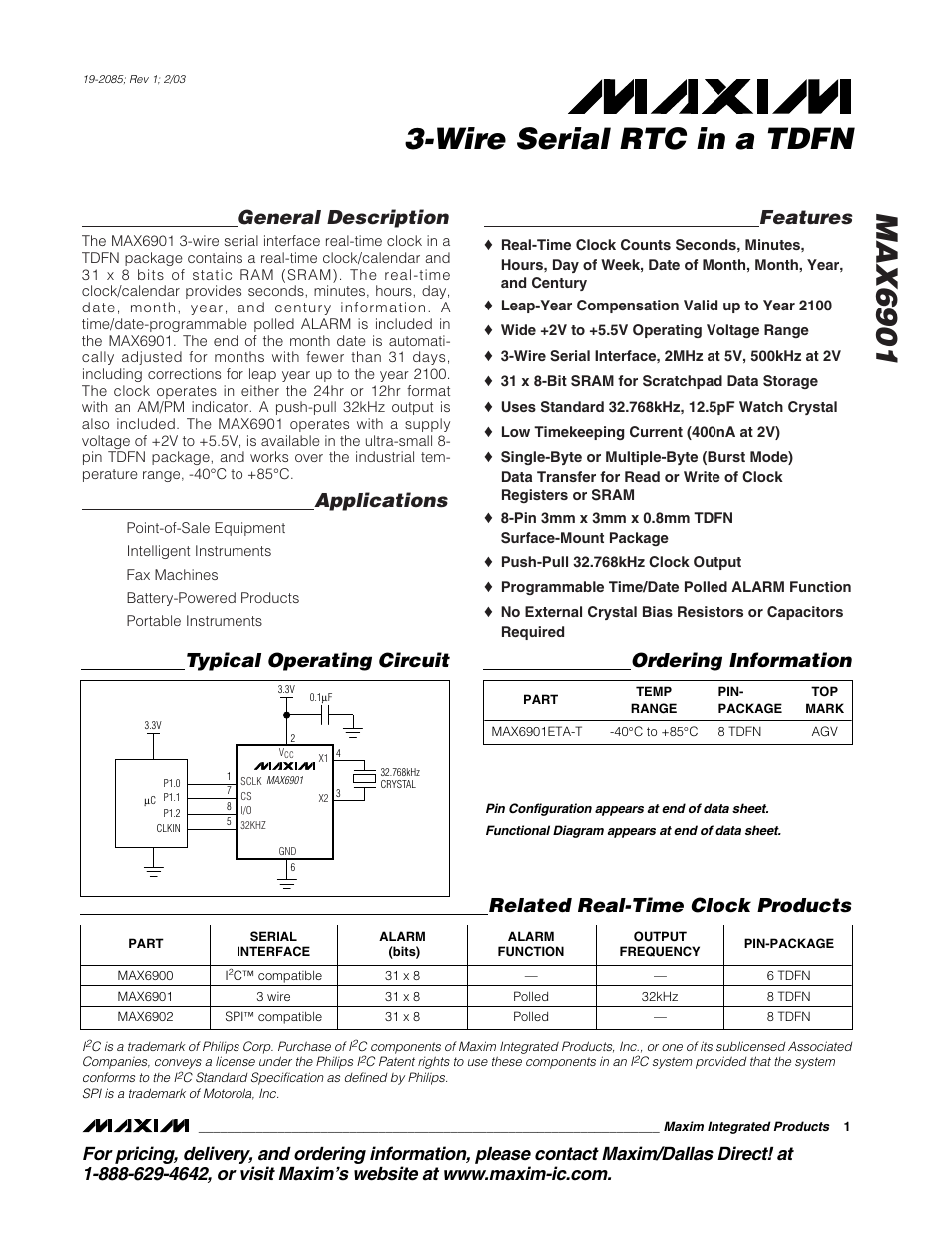 Rainbow Electronics MAX6901 User Manual | 18 pages