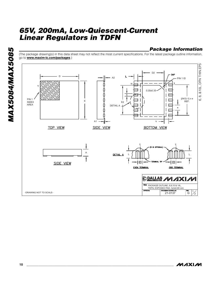 Package information | Rainbow Electronics MAX5085 User Manual | Page 10 / 11