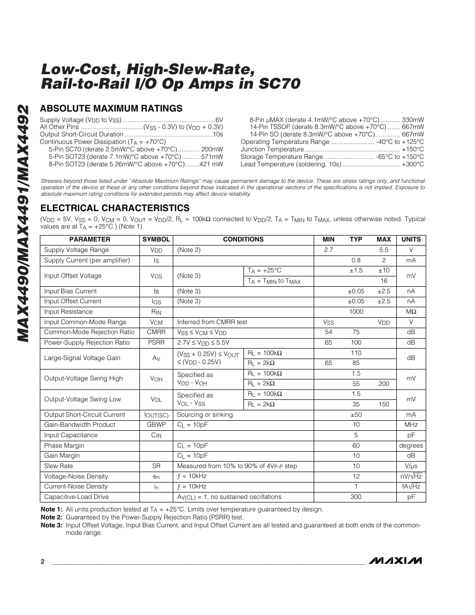 Rainbow Electronics MAX4492 User Manual | Page 2 / 8