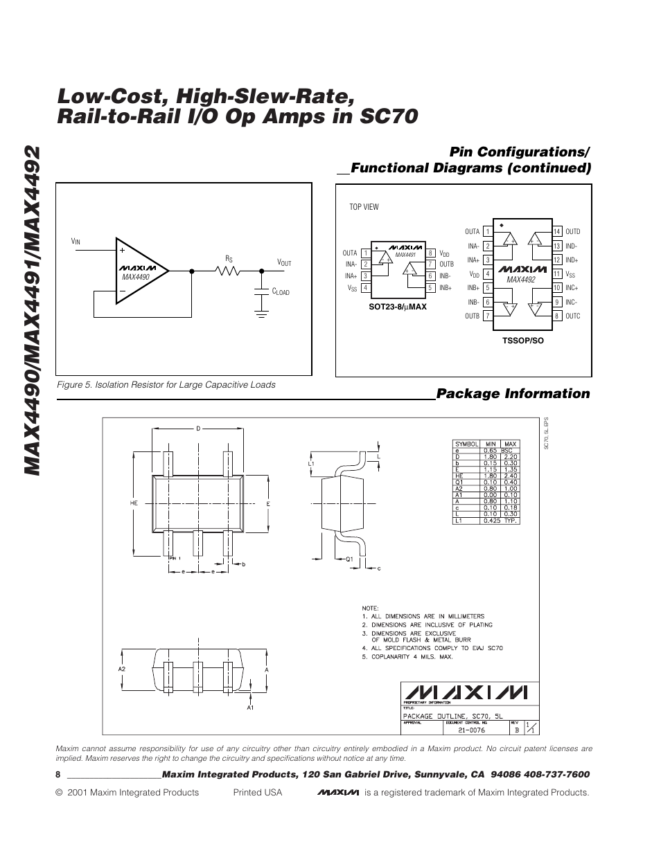 Rainbow Electronics MAX4492 User Manual | Page 8 / 8