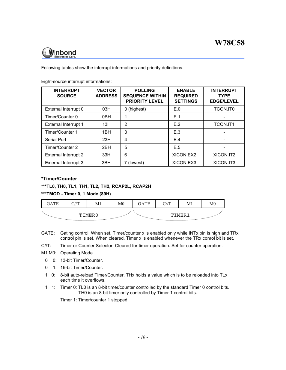 W78c58 | Rainbow Electronics W78C58 User Manual | Page 10 / 16