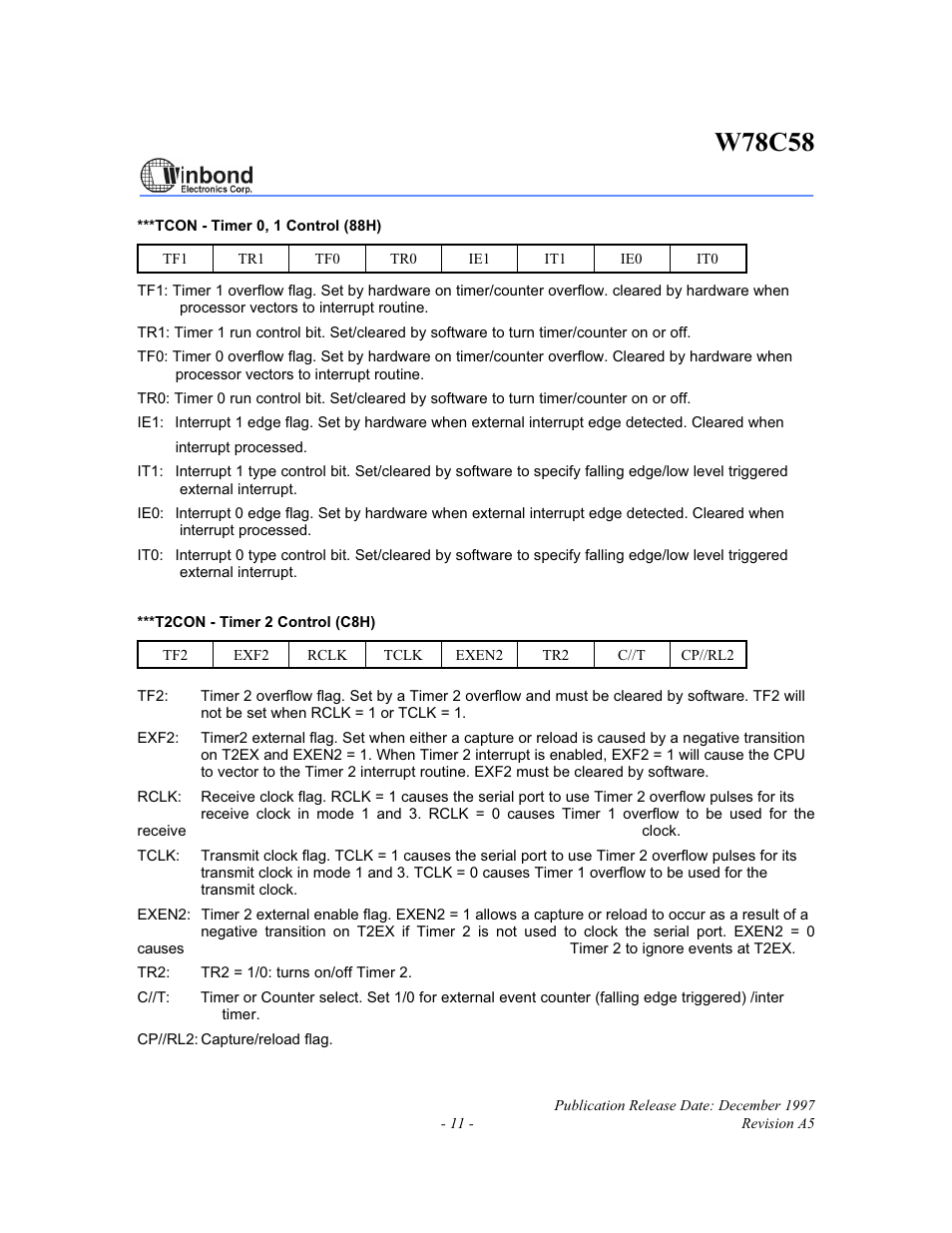 W78c58 | Rainbow Electronics W78C58 User Manual | Page 11 / 16