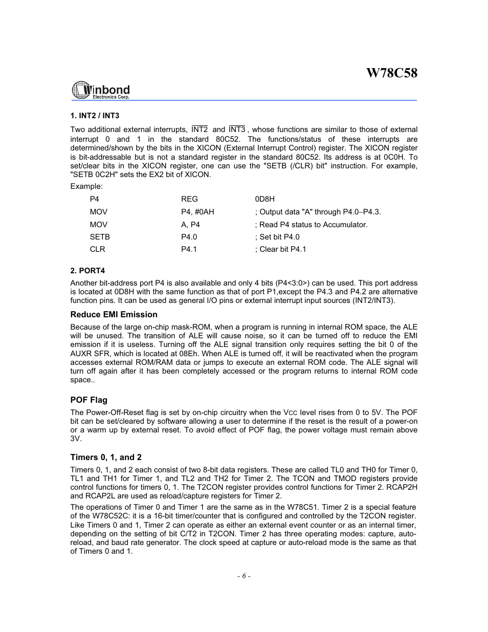 W78c58 | Rainbow Electronics W78C58 User Manual | Page 6 / 16