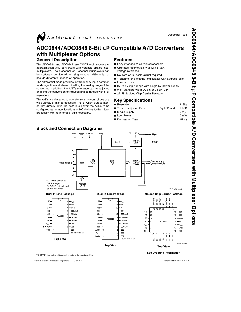 Rainbow Electronics ADC0848 User Manual | 20 pages