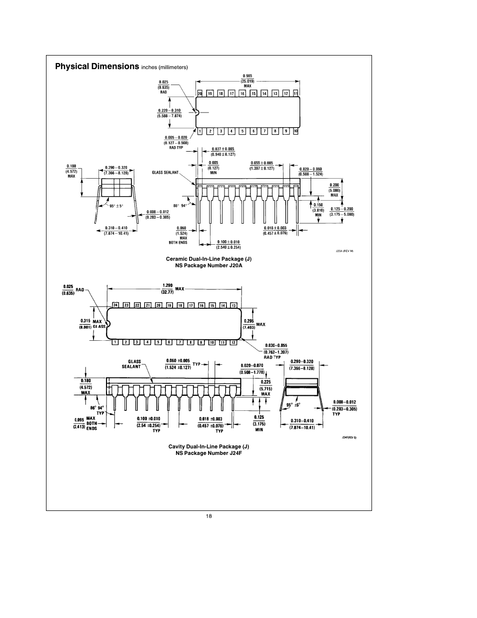 Physical dimensions | Rainbow Electronics ADC0848 User Manual | Page 18 / 20