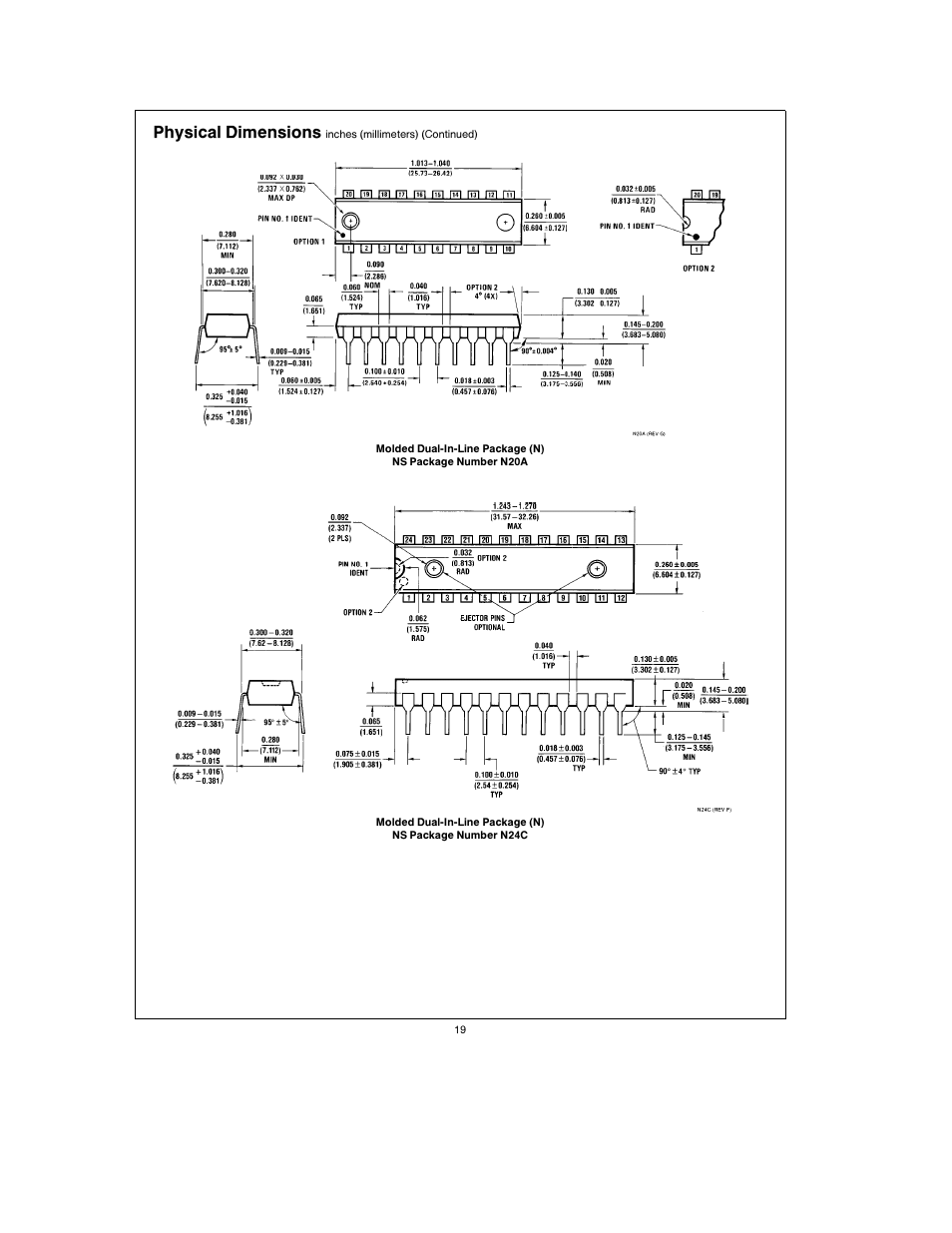 Physical dimensions | Rainbow Electronics ADC0848 User Manual | Page 19 / 20