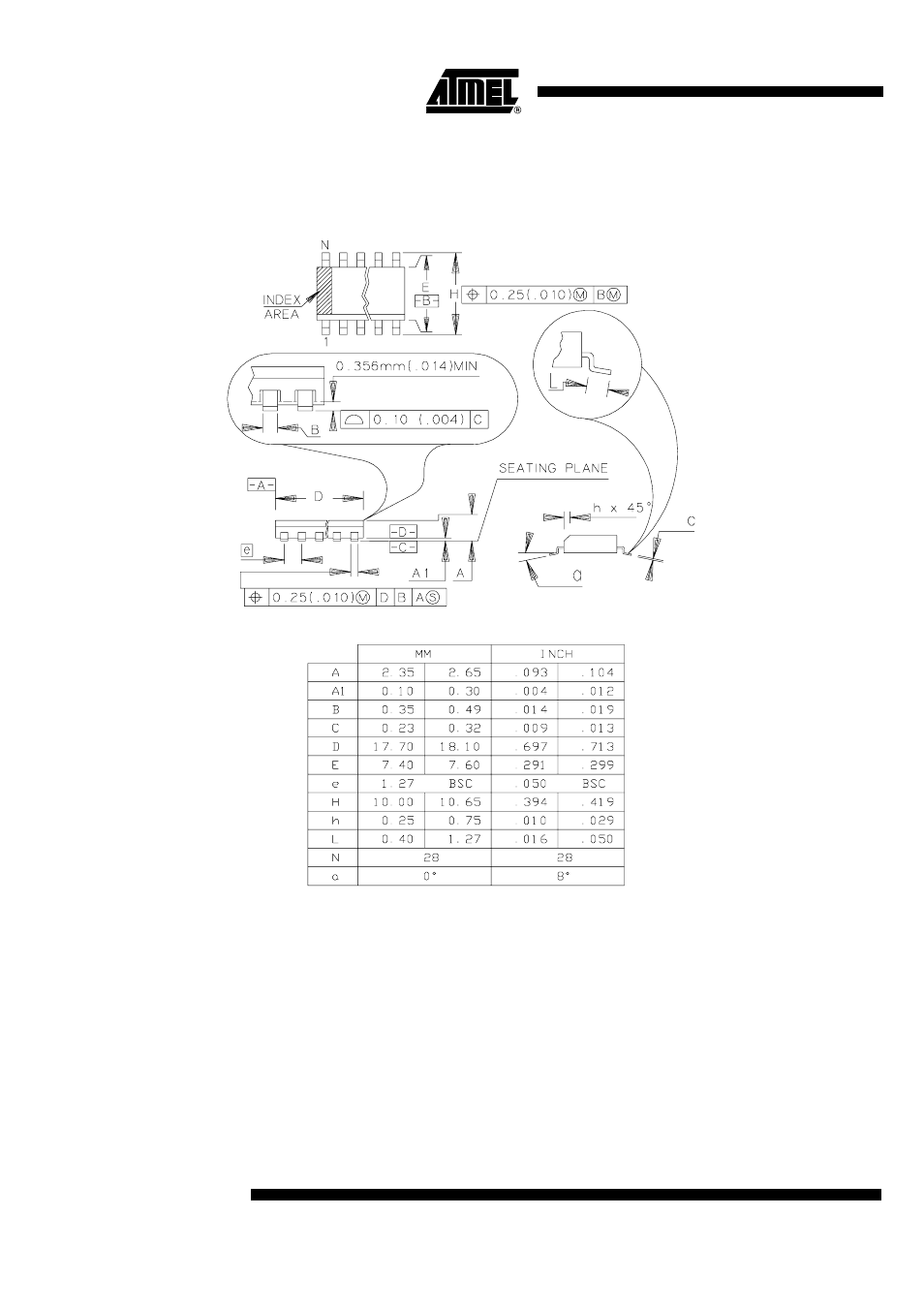 Package drawing, Soic28 | Rainbow Electronics T89C5115 User Manual | Page 100 / 105