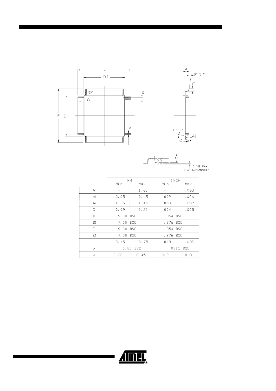 Package drawing, Vqfp32 | Rainbow Electronics T89C5115 User Manual | Page 101 / 105
