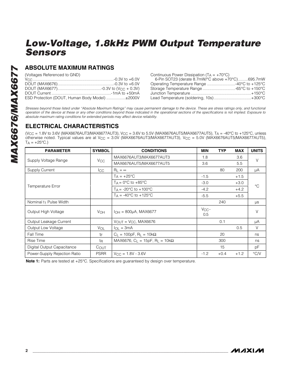 Rainbow Electronics MAX6677 User Manual | Page 2 / 6