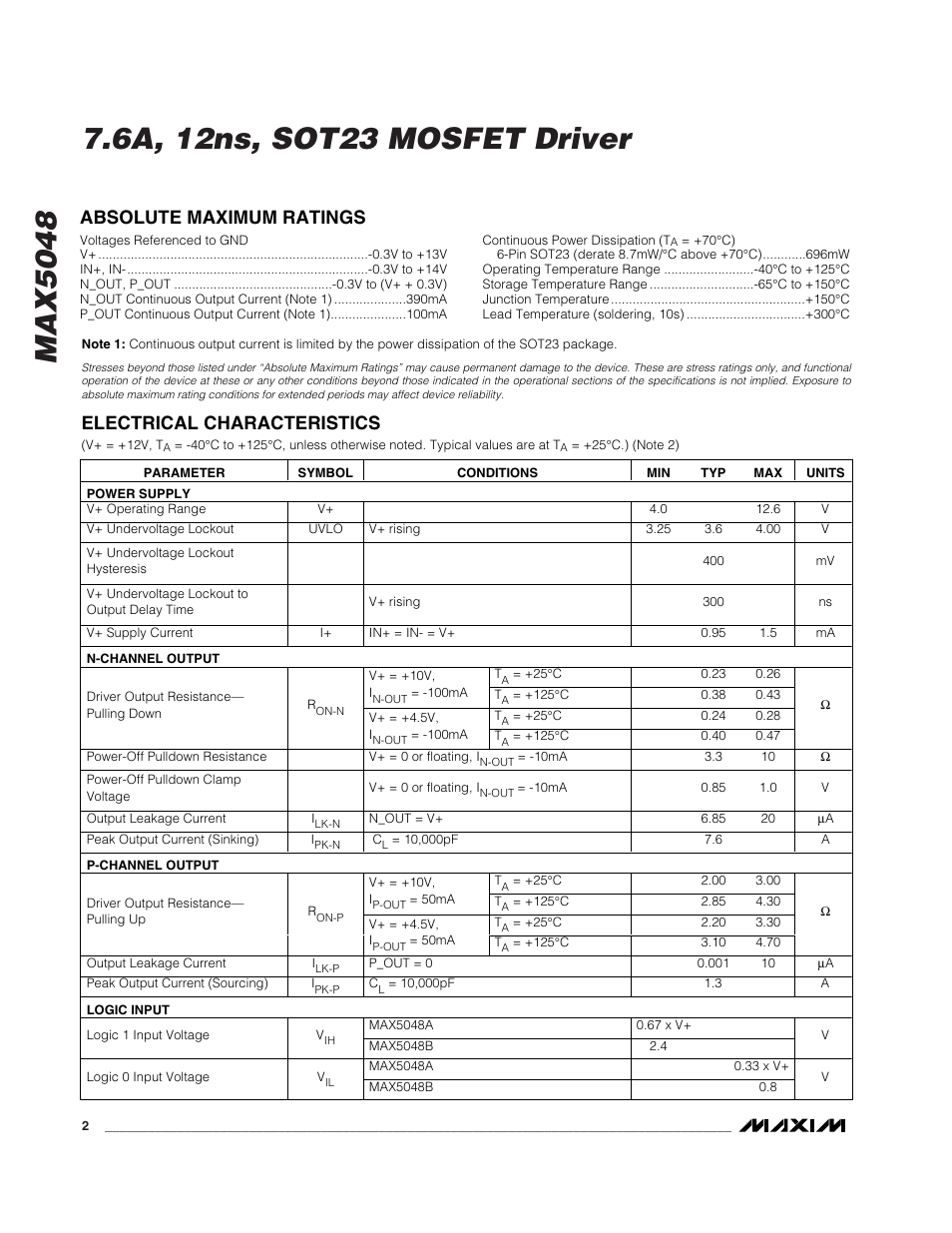 Rainbow Electronics MAX5048 User Manual | Page 2 / 9