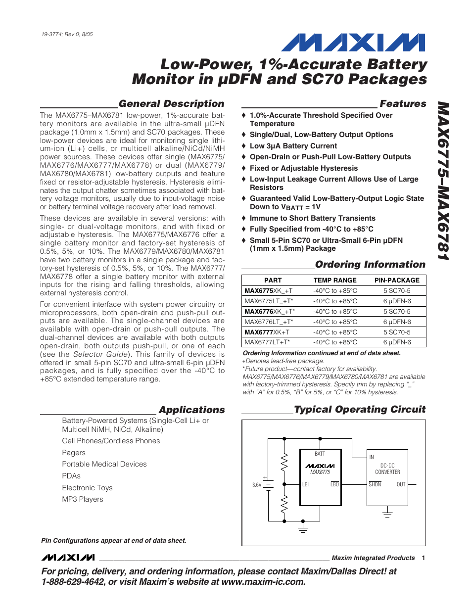 Rainbow Electronics MAX6781 User Manual | 12 pages