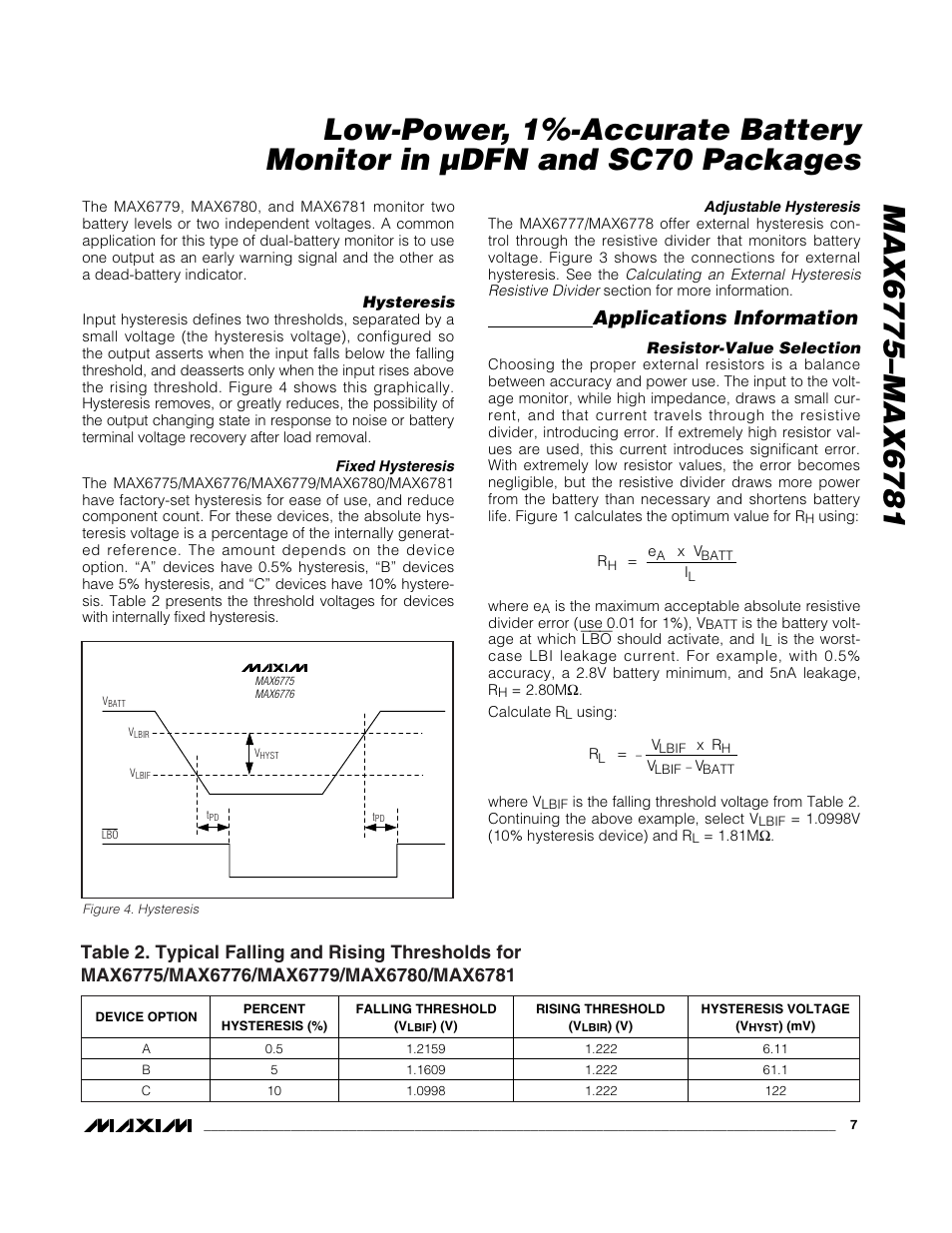 Applications information | Rainbow Electronics MAX6781 User Manual | Page 7 / 12