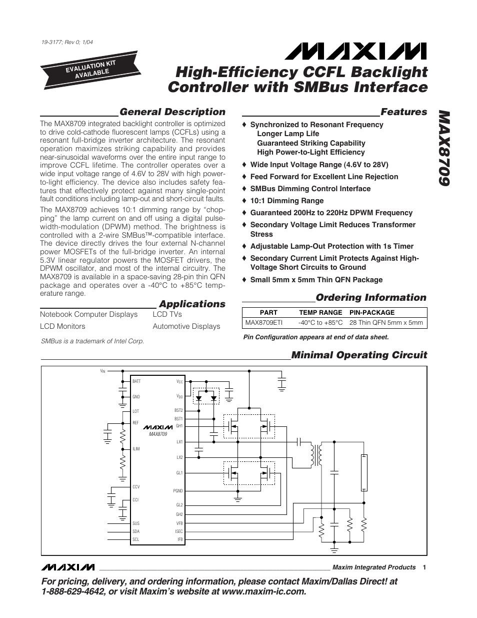 Rainbow Electronics MAX8709 User Manual | 23 pages