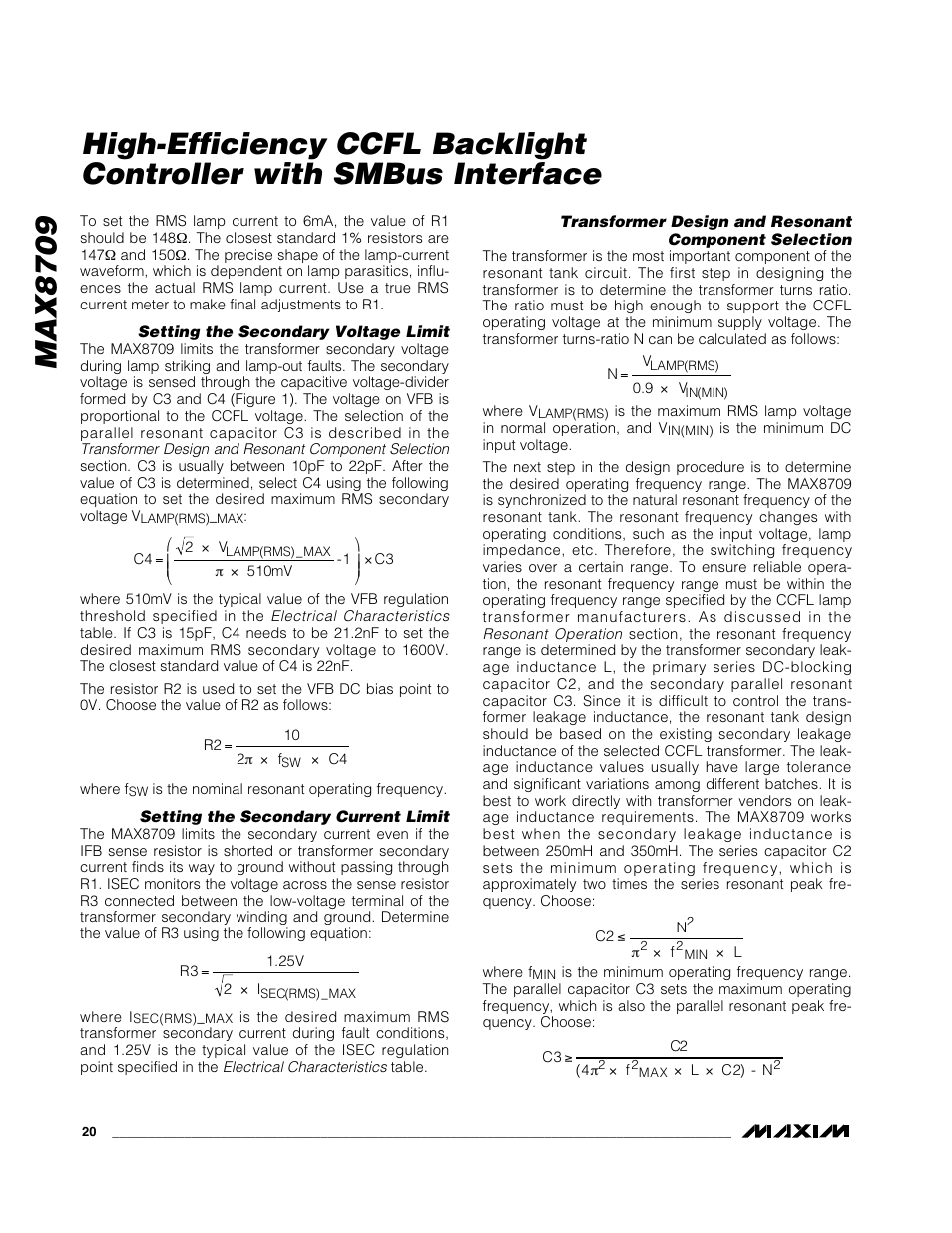 Rainbow Electronics MAX8709 User Manual | Page 20 / 23